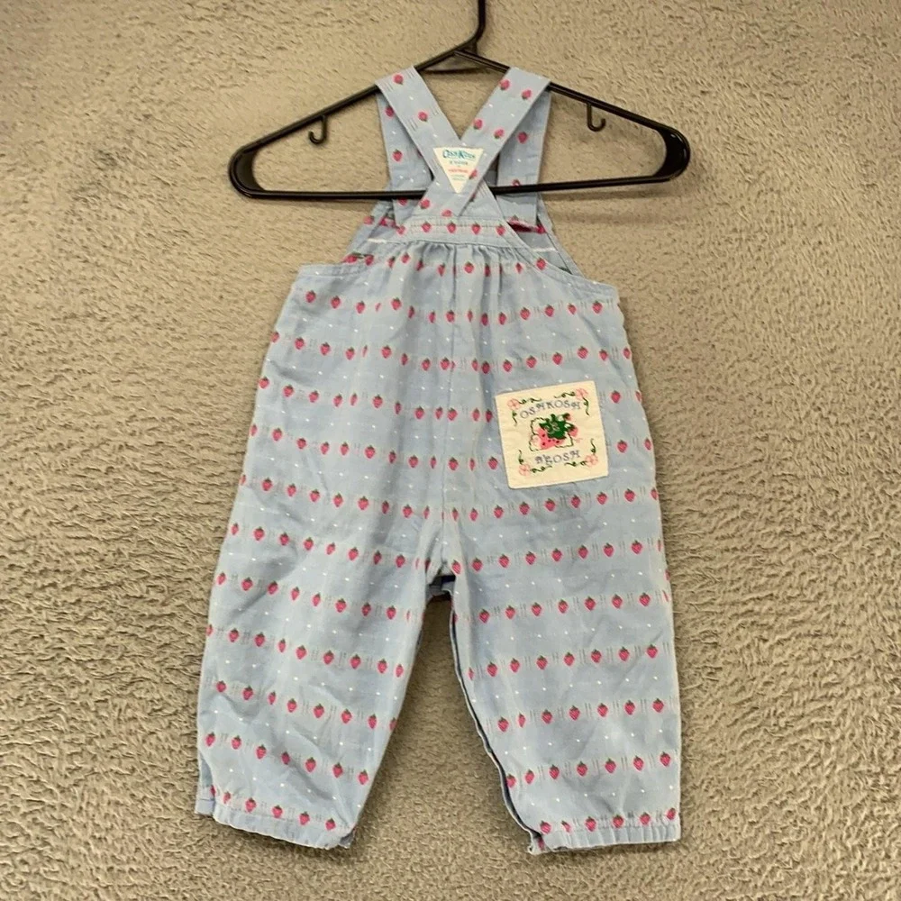 Vintage OshKosh B'gosh Overalls Girls 2T Strawberry Dot Print Vestbak 90s